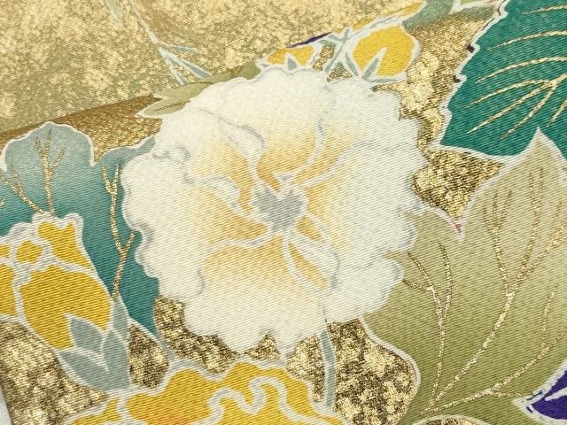 平和屋着物●訪問着　駒刺繍　草花文　暈し染め　金彩　正絹　逸品　CABI0630gh
