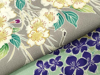 平和屋着物●訪問着　駒刺繍　草花文　暈し染め　金彩　正絹　逸品　CABI0630gh