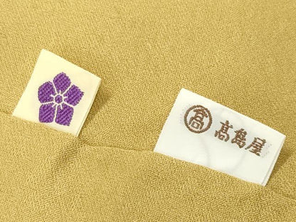 平和屋着物●上質な色無地　舞花地紋　芥子色　高島屋扱い　正絹　逸品　未使用　CABI0631gh