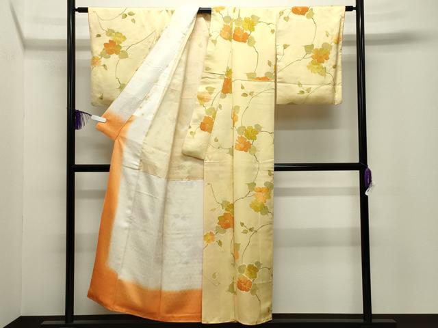 平和屋着物●上質な小紋　地紋起こし　花唐草文　正絹　逸品　CABI0632gh
