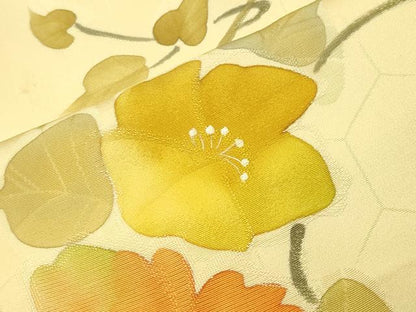 平和屋着物●上質な小紋　地紋起こし　花唐草文　正絹　逸品　CABI0632gh