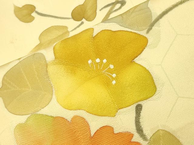 平和屋着物●上質な小紋　地紋起こし　花唐草文　正絹　逸品　CABI0632gh