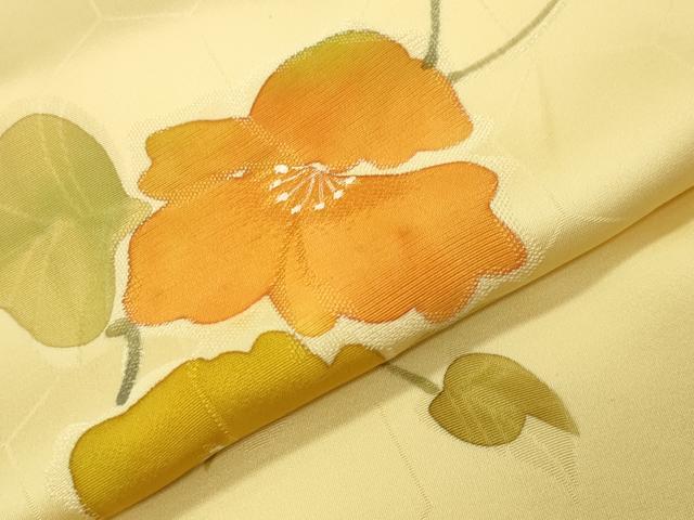 平和屋着物●上質な小紋　地紋起こし　花唐草文　正絹　逸品　CABI0632gh