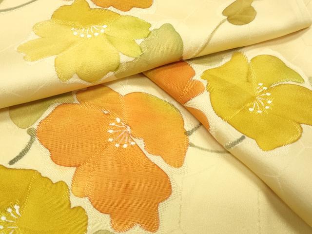 平和屋着物●上質な小紋　地紋起こし　花唐草文　正絹　逸品　CABI0632gh