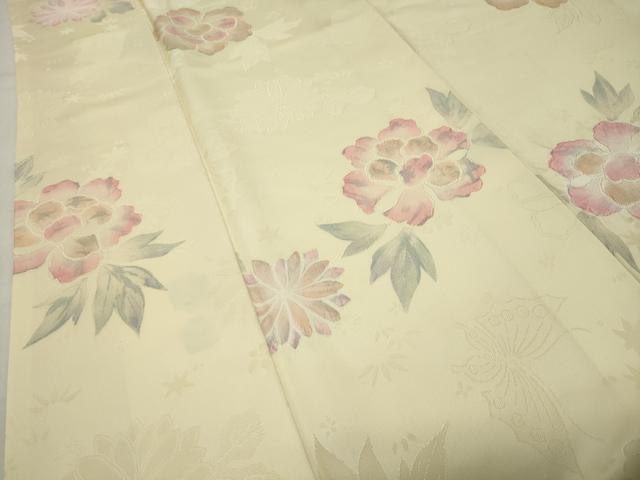 平和屋着物●上質な小紋　地紋起こし　舞蝶花文　正絹　逸品　CABI0635gh