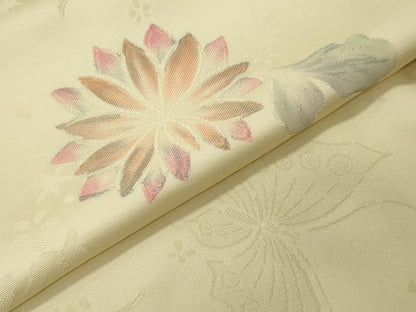 平和屋着物●上質な小紋　地紋起こし　舞蝶花文　正絹　逸品　CABI0635gh