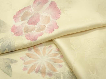 平和屋着物●上質な小紋　地紋起こし　舞蝶花文　正絹　逸品　CABI0635gh