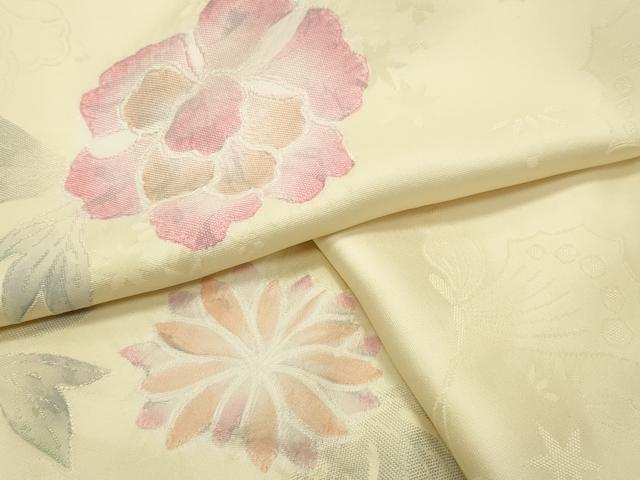 平和屋着物●上質な小紋　地紋起こし　舞蝶花文　正絹　逸品　CABI0635gh