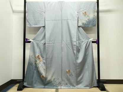 平和屋着物●訪問着　雪輪重ね花文　暈し染め　金銀彩　正絹　逸品　CABI0636gh