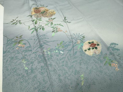 平和屋着物●訪問着　雪輪重ね花文　暈し染め　金銀彩　正絹　逸品　CABI0636gh