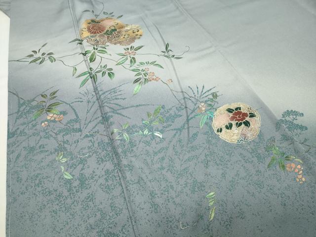 平和屋着物●訪問着　雪輪重ね花文　暈し染め　金銀彩　正絹　逸品　CABI0636gh