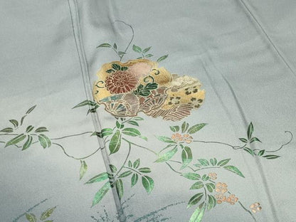 平和屋着物●訪問着　雪輪重ね花文　暈し染め　金銀彩　正絹　逸品　CABI0636gh