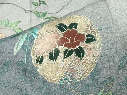 平和屋着物●訪問着　雪輪重ね花文　暈し染め　金銀彩　正絹　逸品　CABI0636gh