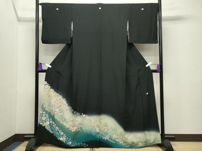 平和屋着物●豪華黒留袖　作家物　辻が花　暈し染め　正絹　逸品　CABI0638gh