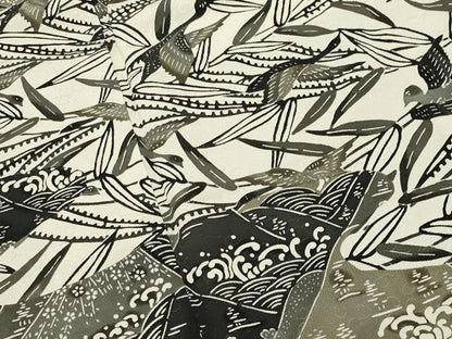 平和屋着物●江戸紅型　五味桂子　訪問着　飛鳥梅笹文　黒地　正絹　逸品　未使用　CABI0645gh