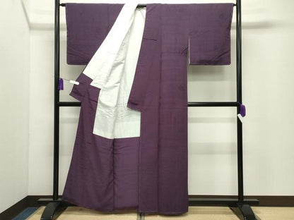 平和屋着物●上質な色無地　吉祥地紋　似せ紫色　正絹　逸品　未使用　CABI0647gh