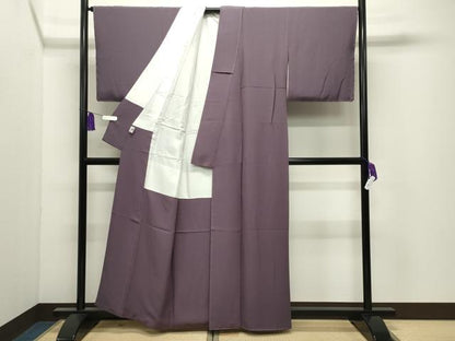 平和屋着物●上質な色無地　葡萄鼠色　京都きもの友禅扱い　正絹　逸品　未使用　CABI0649gh