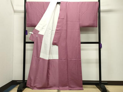 平和屋着物●上質な色無地　草花地紋　退紅色　鈴乃屋扱い　正絹　逸品　未使用　CABI0650gh