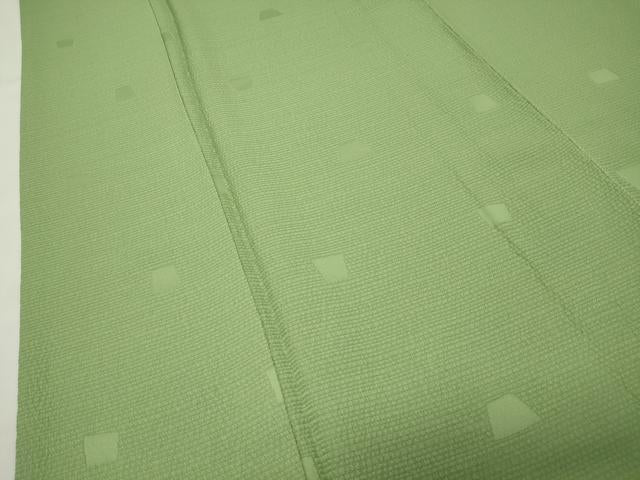 平和屋着物●上質な色無地　吉祥地紋　若苗色　正絹　逸品　未使用　CABI0652gh