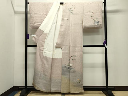 平和屋着物●訪問着　友禅　絞り　草花文　暈し染め　正絹　逸品　CABI0654gh