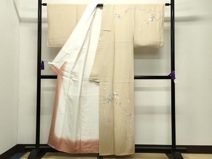 平和屋着物●訪問着　友禅　作家物　枝花文　暈し染め　正絹　逸品　CABI0655gh