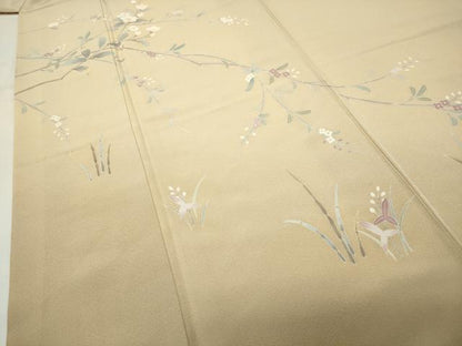 平和屋着物●訪問着　友禅　作家物　枝花文　暈し染め　正絹　逸品　CABI0655gh