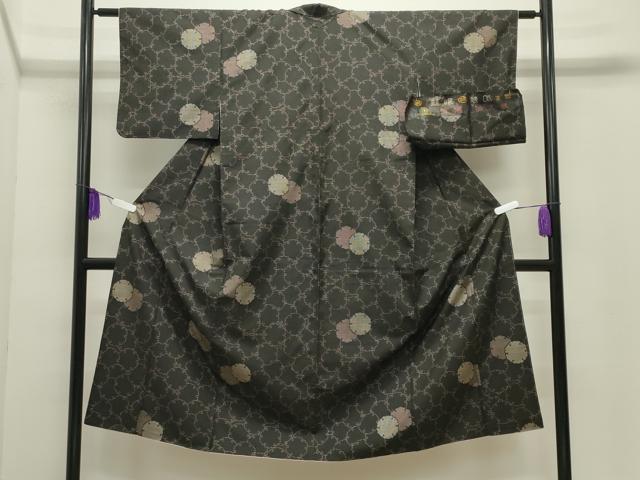 平和屋着物●本場大島紬　7マルキ　雪輪重ね文　加納別誂　反端付き　正絹　逸品　CABI0656gh