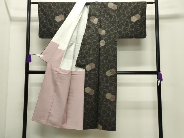 平和屋着物●本場大島紬　7マルキ　雪輪重ね文　加納別誂　反端付き　正絹　逸品　CABI0656gh