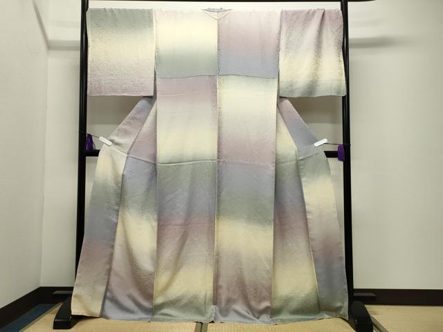 平和屋着物●上質な小紋　草花地紋　暈し染め　ロング丈　正絹　逸品　CABI0658gh