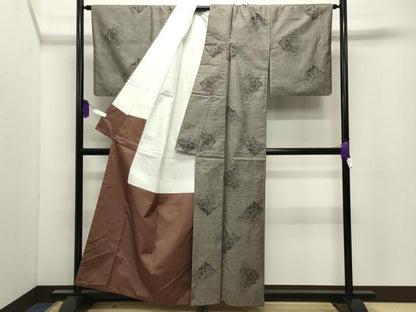平和屋着物●本場大島紬　9マルキ　草花文　正絹　逸品　CABI0659gh