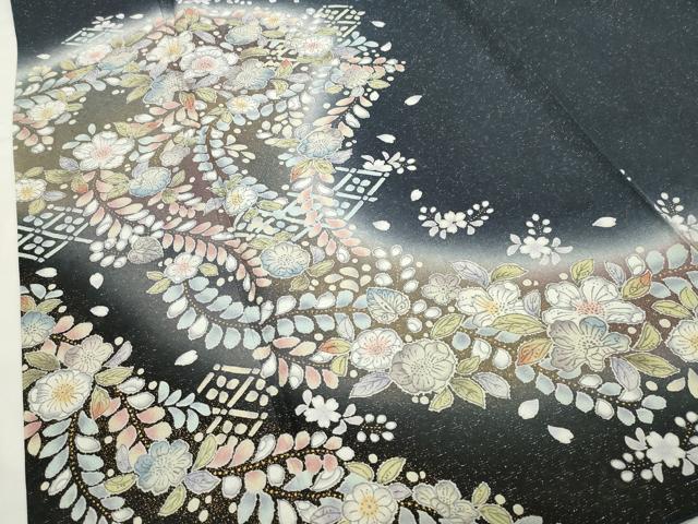 平和屋着物●訪問着　辻が花　暈し染め　金彩　銀通し地　正絹　逸品　CABI0664gh