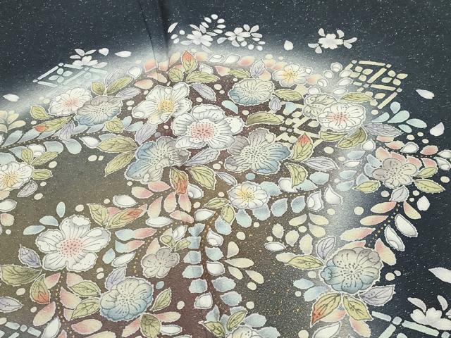 平和屋着物●訪問着　辻が花　暈し染め　金彩　銀通し地　正絹　逸品　CABI0664gh