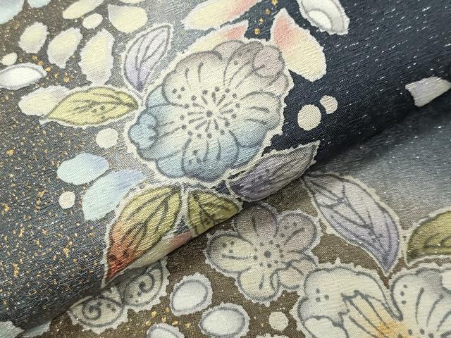 平和屋着物●訪問着　辻が花　暈し染め　金彩　銀通し地　正絹　逸品　CABI0664gh