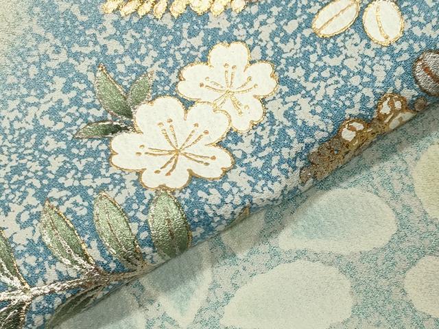 平和屋着物●訪問着　刺繍　草花文　暈し染め　金銀彩　ロング丈　正絹　逸品　CABI0665gh