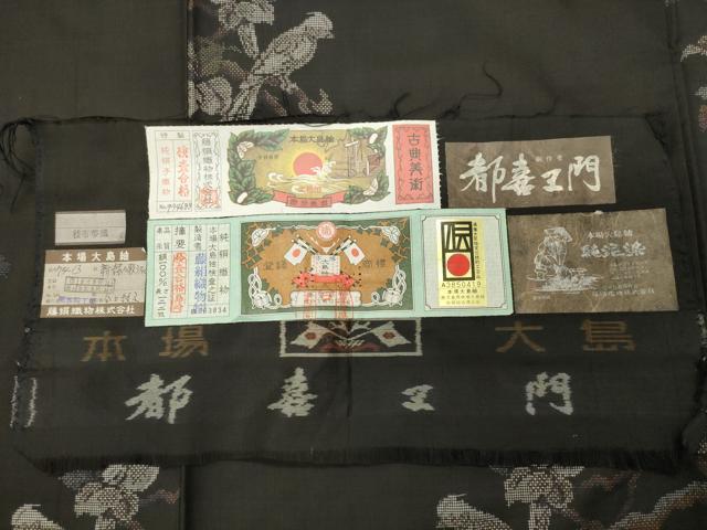 平和屋着物●都喜ヱ門　本場大島紬　7マルキ　地空き　新緑の歌うたい　藤絹織物謹製　証紙付き　正絹　逸品　CABI0669gh