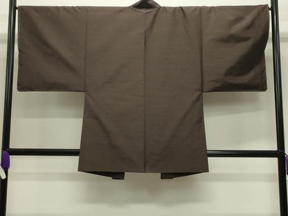 平和屋着物●男性　紬　アンサンブル　色無地　赤墨色　正絹　逸品　CABI0670gh