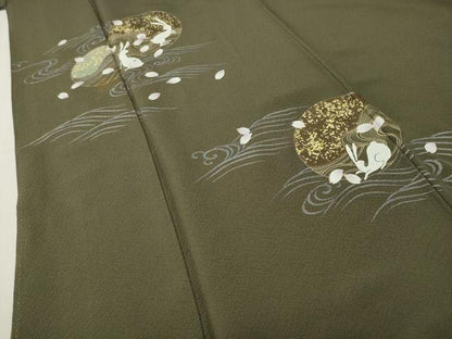 平和屋着物●訪問着　立波跳兎舞桜文　金彩　正絹　逸品　CABI0674gh