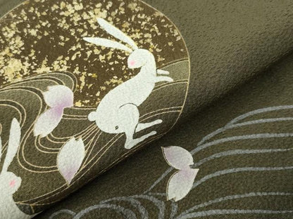 平和屋着物●訪問着　立波跳兎舞桜文　金彩　正絹　逸品　CABI0674gh
