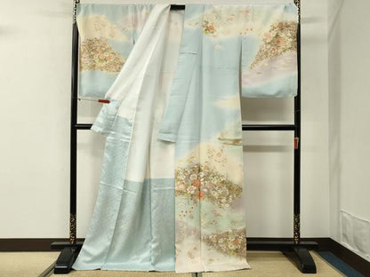 平和屋着物●訪問着　駒刺繍　宝尽くし草花文　暈し染め　金彩　ロング丈　正絹　逸品　未使用　CABI0675gh
