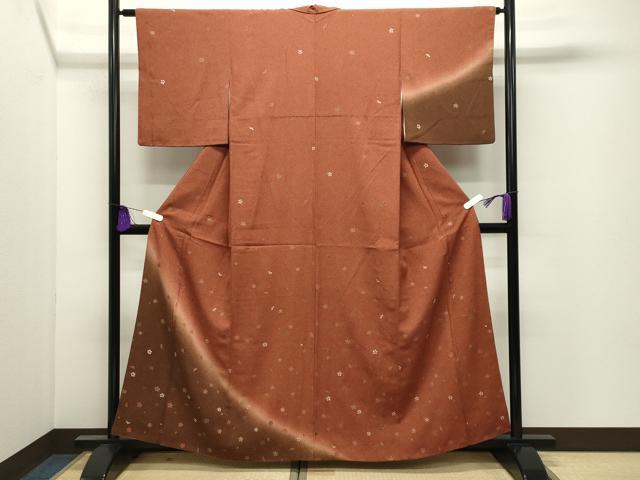 平和屋着物●訪問着　舞桜文　暈し染め　金彩　正絹　逸品　CABI0676gh