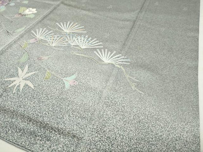 平和屋着物●訪問着　松竹梅花文　たたき染め　正絹　逸品　CABI0677gh
