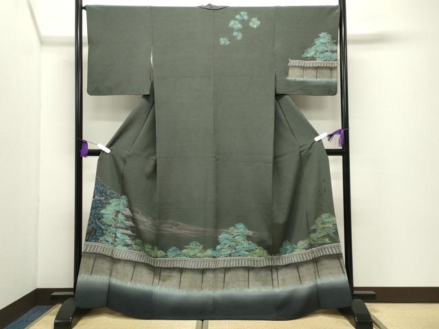 平和屋着物●友禅作家の巨匠　浅井青仁　手描き　訪問着　風景文　暈し染め　正絹　逸品　CABI0679gh