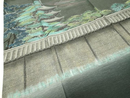 平和屋着物●友禅作家の巨匠　浅井青仁　手描き　訪問着　風景文　暈し染め　正絹　逸品　CABI0679gh