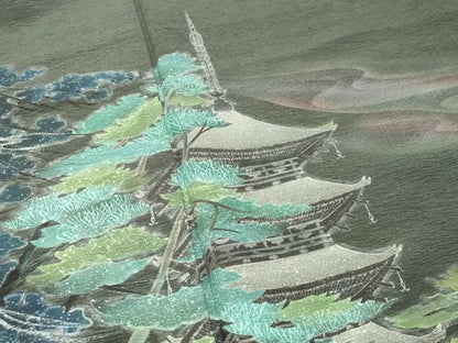 平和屋着物●友禅作家の巨匠　浅井青仁　手描き　訪問着　風景文　暈し染め　正絹　逸品　CABI0679gh