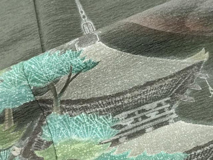 平和屋着物●友禅作家の巨匠　浅井青仁　手描き　訪問着　風景文　暈し染め　正絹　逸品　CABI0679gh