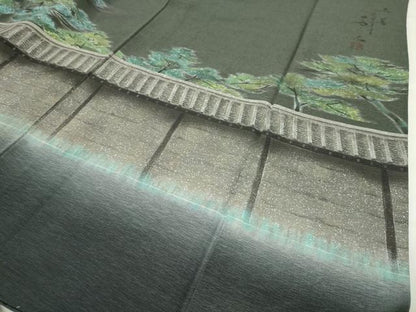 平和屋着物●友禅作家の巨匠　浅井青仁　手描き　訪問着　風景文　暈し染め　正絹　逸品　CABI0679gh