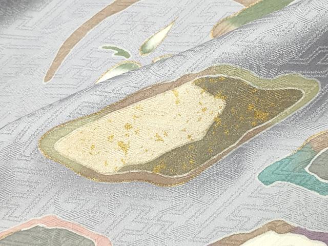 平和屋着物●訪問着　駒刺繍　草花文　金彩　ロング丈　正絹　逸品　CABI0681gh