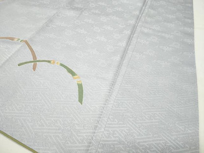 平和屋着物●訪問着　駒刺繍　草花文　金彩　ロング丈　正絹　逸品　CABI0681gh