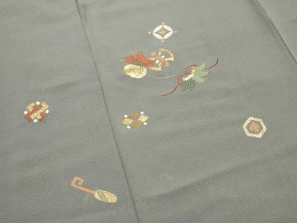 平和屋着物●訪問着　総刺繍　竹屋町刺繍　宝尽くし文　正絹　逸品　CABI0682gh