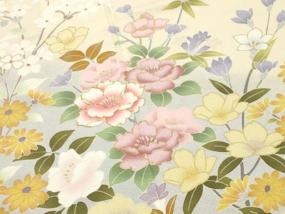平和屋着物●訪問着　駒刺繍　草花文　暈し染め　金彩　ロング丈　正絹　逸品　CABI0683gh